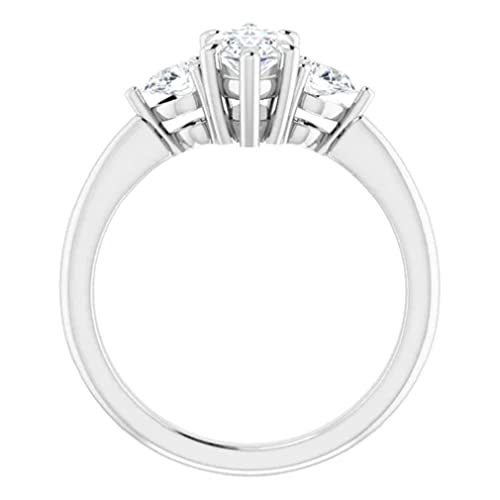 JEWELERYIUM 1.0 CT Marquise Colorless Moissanite Engagement Ring, Wedding Bridal Ring Set, Eternity Sterling Silver Solid Diamond Solitaire 6-Prong Anniversary Promise Ring for Her (6)