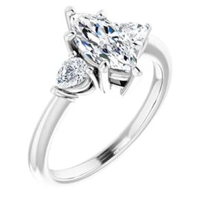 JEWELERYIUM 1.0 CT Marquise Colorless Moissanite Engagement Ring, Wedding Bridal Ring Set, Eternity Sterling Silver Solid Diamond Solitaire 6-Prong Anniversary Promise Ring for Her (6)