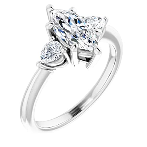 JEWELERYIUM 1.0 CT Marquise Colorless Moissanite Engagement Ring, Wedding Bridal Ring Set, Eternity Sterling Silver Solid Diamond Solitaire 6-Prong Anniversary Promise Ring for Her (6)