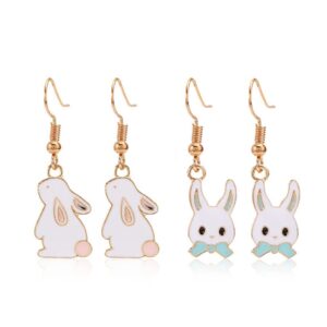 diyanmmy easter bunny alloy dangle drop earrings set cute funny animal jewelry holiday accessories for women (holiday drop earrings)