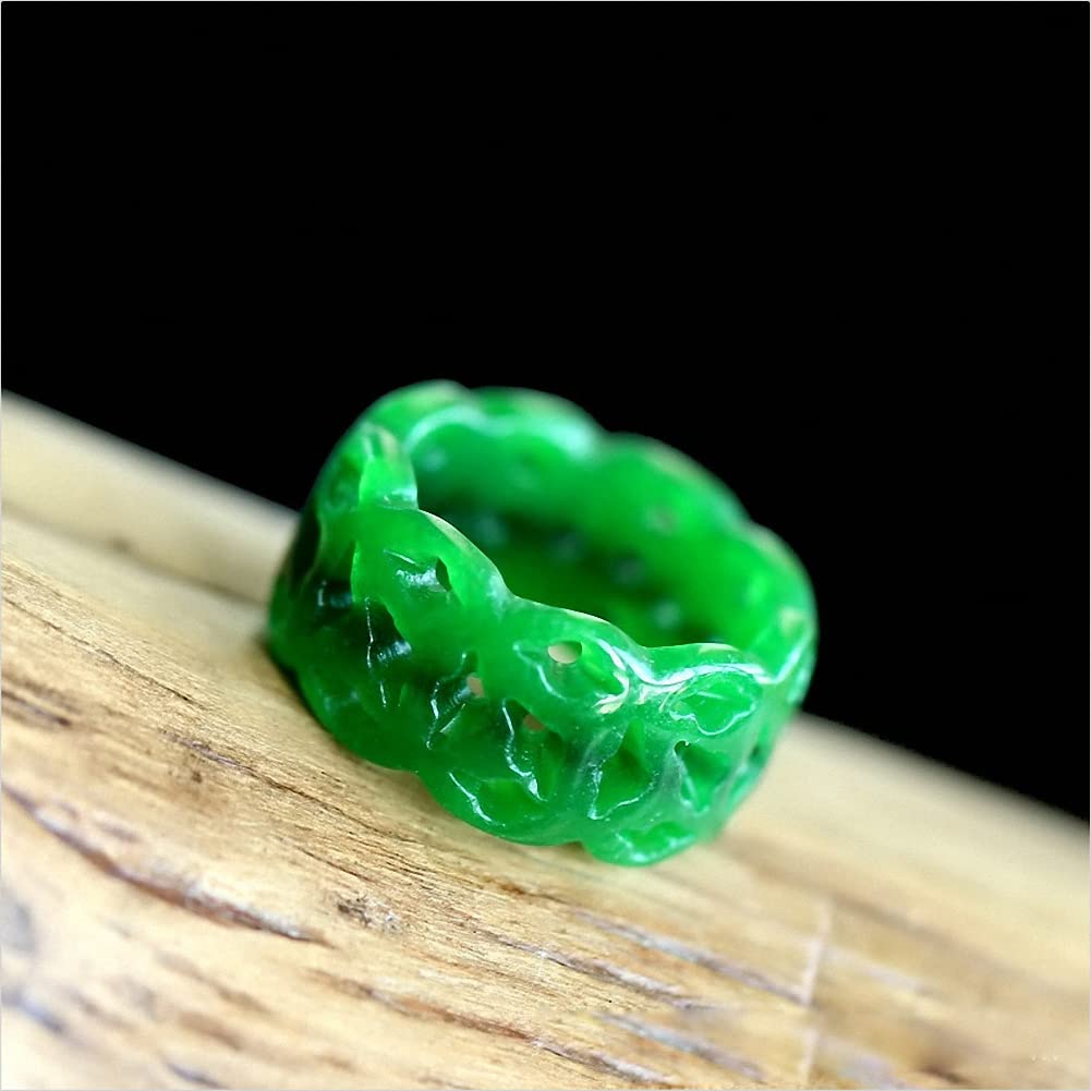 通用 New emerald ring men's and women's universal ring hollowed out carved jade ring couple marriage jewelry (10)