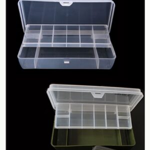 Toasis Fishing Lure Storage Container Organizer Double Layer Tackle Plastic Box (Olive & Clear-2pack)