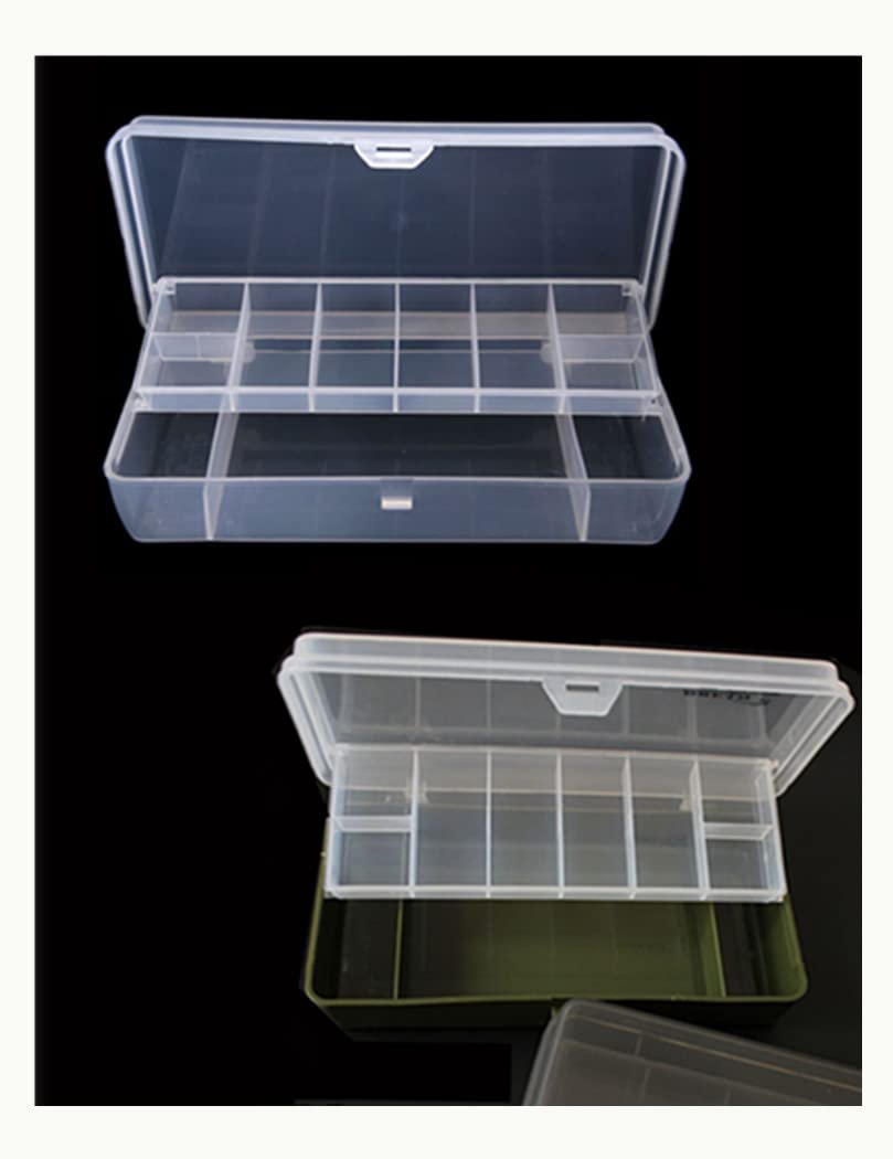 Toasis Fishing Lure Storage Container Organizer Double Layer Tackle Plastic Box (Olive & Clear-2pack)