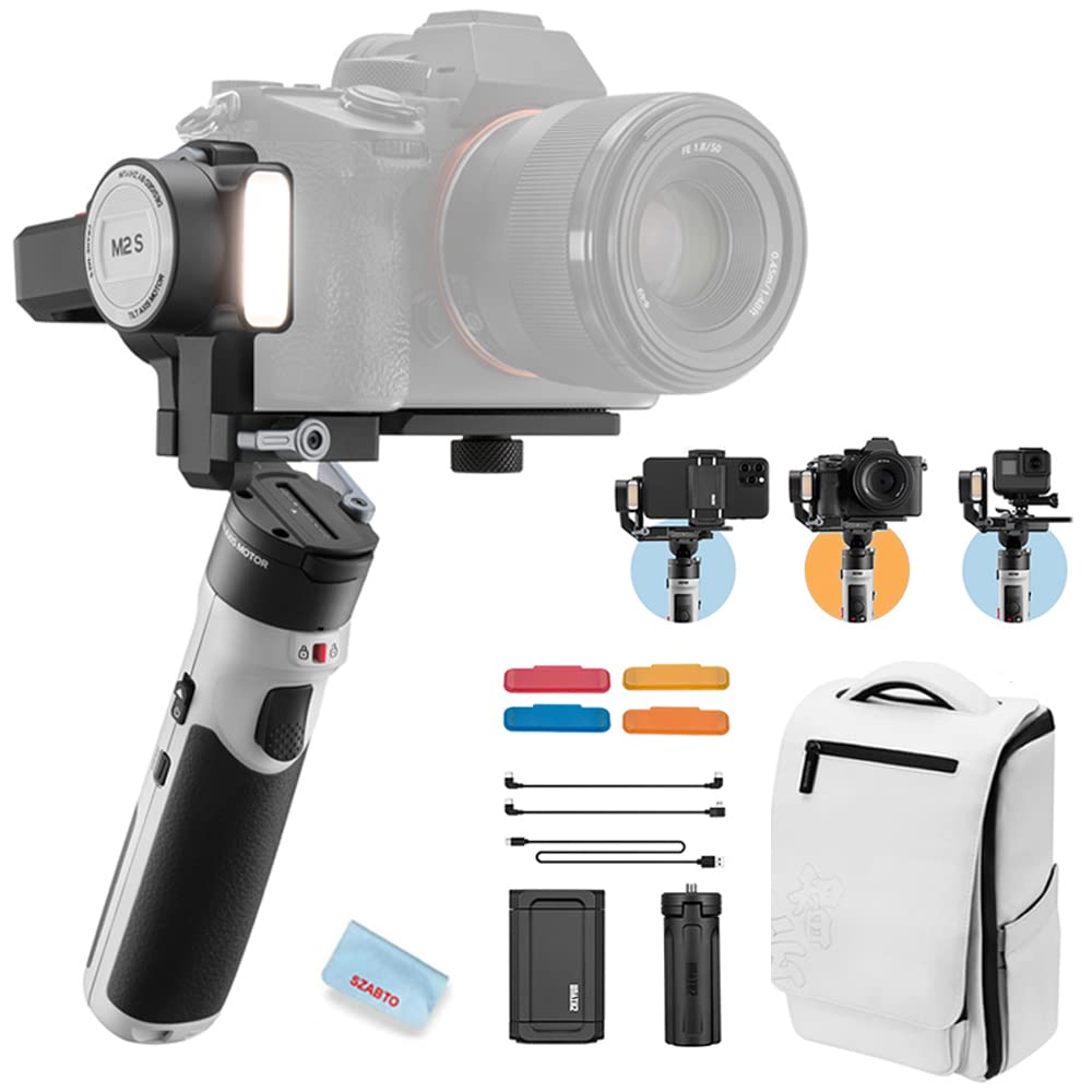 Zhiyun Crane-M2S Combo 3-axis Gimbal Camera Stabilizer for Mirrorless Camera Action Camera Smartphone Gimble for Sony A6600/A6500/A6400 A7C Canon EOS R,Phone Holder Backpack Included