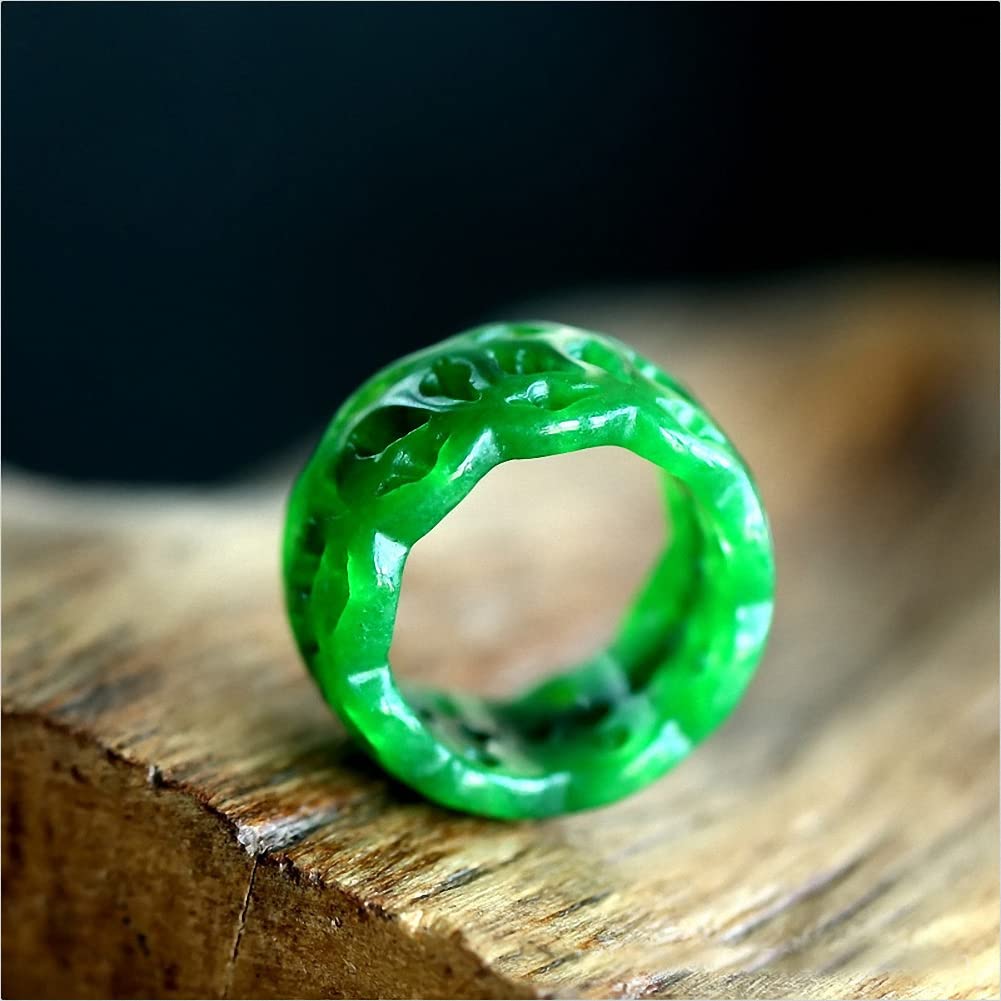 通用 New emerald ring men's and women's universal ring hollowed out carved jade ring couple marriage jewelry (10)