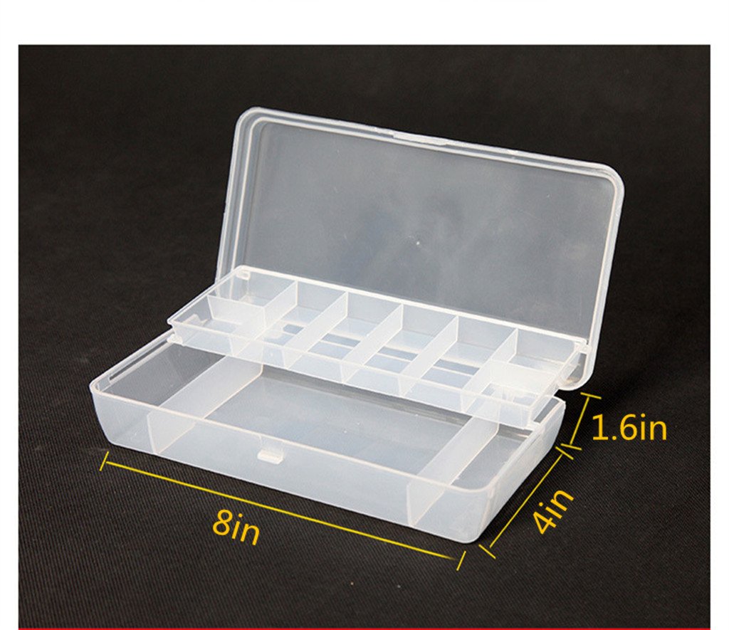 Toasis Fishing Lure Storage Container Organizer Double Layer Tackle Plastic Box (Olive & Clear-2pack)