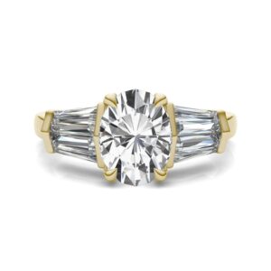 14K Yellow Gold Moissanite by Charles & Colvard 9x7mm Oval Engagement Ring-size 5 3.26cttw DEW