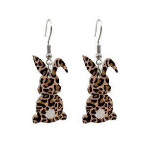 leopard bunny earrings easter peeps dangle earrings acrylic rabbit drop earrings easter jewelry