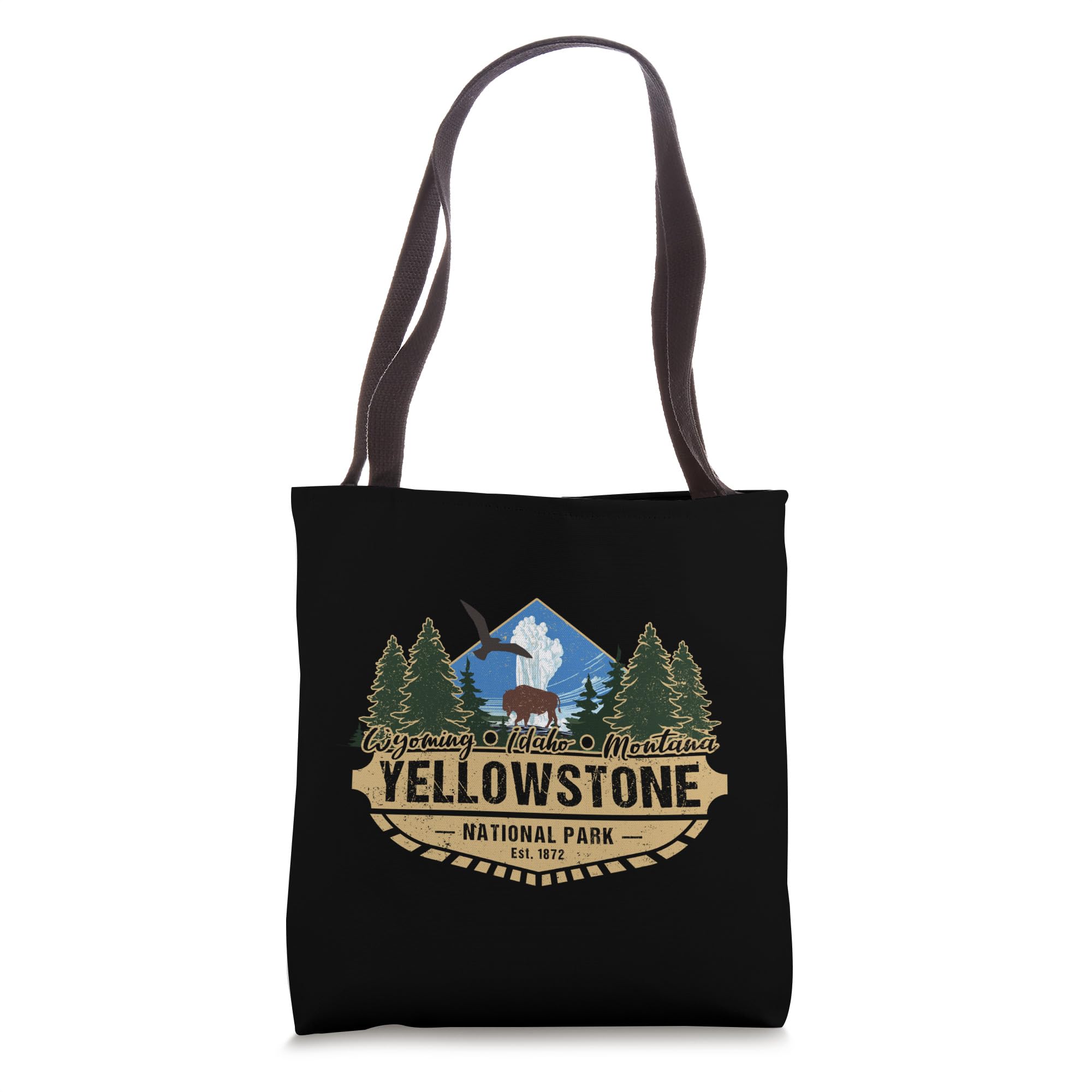 Yellowstone National Park Bison Old Faithful Geyser Souvenir Tote Bag