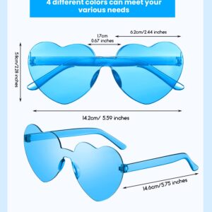 Weewooday 40 Pairs Heart Glasses Rimless Heart Shaped Frameless Sunglasses Transparent Sunglasses Tinted Eyewear(Blue)