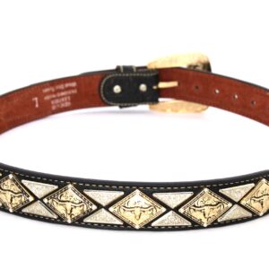 West Star Texas Genuine Leather Belt with Longhorn Buckle Gold and Silver -806A Longhorn BK XL Floral