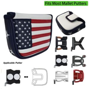 LAISUNTIM Golf Mallet Putter Head Cover, USA Stars and Stripes Golf Putter Headcover with Magnetic Closure