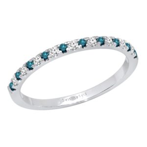 dazzlingrock collection round alternate blue diamond & white diamond stackable anniversary band for women in 925 sterling silver size 6.5