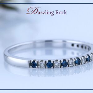 Dazzlingrock Collection Round Alternate Blue Diamond & White Diamond Stackable Anniversary Band for Women in 925 Sterling Silver Size 6.5