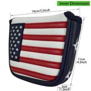 LAISUNTIM Golf Mallet Putter Head Cover, USA Stars and Stripes Golf Putter Headcover with Magnetic Closure