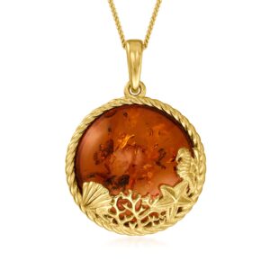 ross-simons amber sea life pendant necklace in 18kt gold over sterling. 18 inches