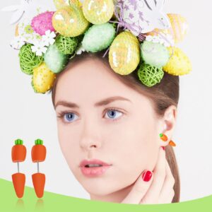 6 Pairs Easter Earrings Rabbit Carrot Tulip Chick Earrings Flower Stud Earrings Pink Flower Earrings Clay Bunny Statement Dangle Earrings for Girls Women, 6 Styles