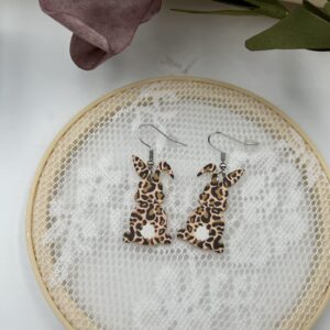 Leopard Bunny Earrings Easter Peeps Dangle Earrings Acrylic Rabbit Drop Earrings Easter Jewelry