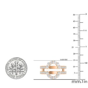 Dazzlingrock Collection 0.85 Carat (ctw) Round White Diamond Women Enhancer Guard Double Wedding Ring, 18K Rose Gold, Size 5.5