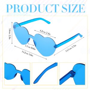 Konohan 16 Pairs Heart Shape Rimless Valentines Sunglasses Transparent Love Fun Sunglasses Party Accessories for Women (Blue)