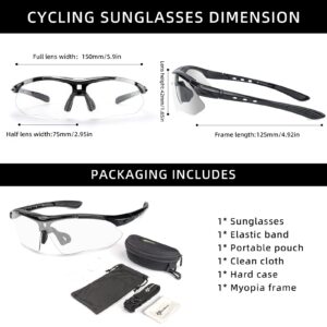 ROCKBROS Photochromic Sports Sunglasses Mens Cycling Glasses MTB Biking Sunglasses, with Removable Elasctic Band