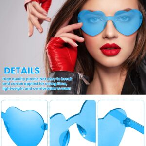 Weewooday 40 Pairs Heart Glasses Rimless Heart Shaped Frameless Sunglasses Transparent Sunglasses Tinted Eyewear(Blue)