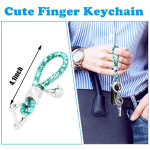 Yiflin Cute Car keychain for Women, Crystal Keychain Accessories，Bling Finger Lanyard for Keys, Car key (Silver, Small)