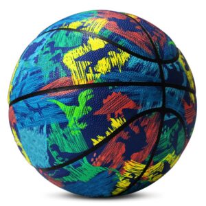 mindcollision graffiti basketball, durable soft leather, for kids, teens, beginners, sizes 7 & 5,doodle dinosaur,no. 5