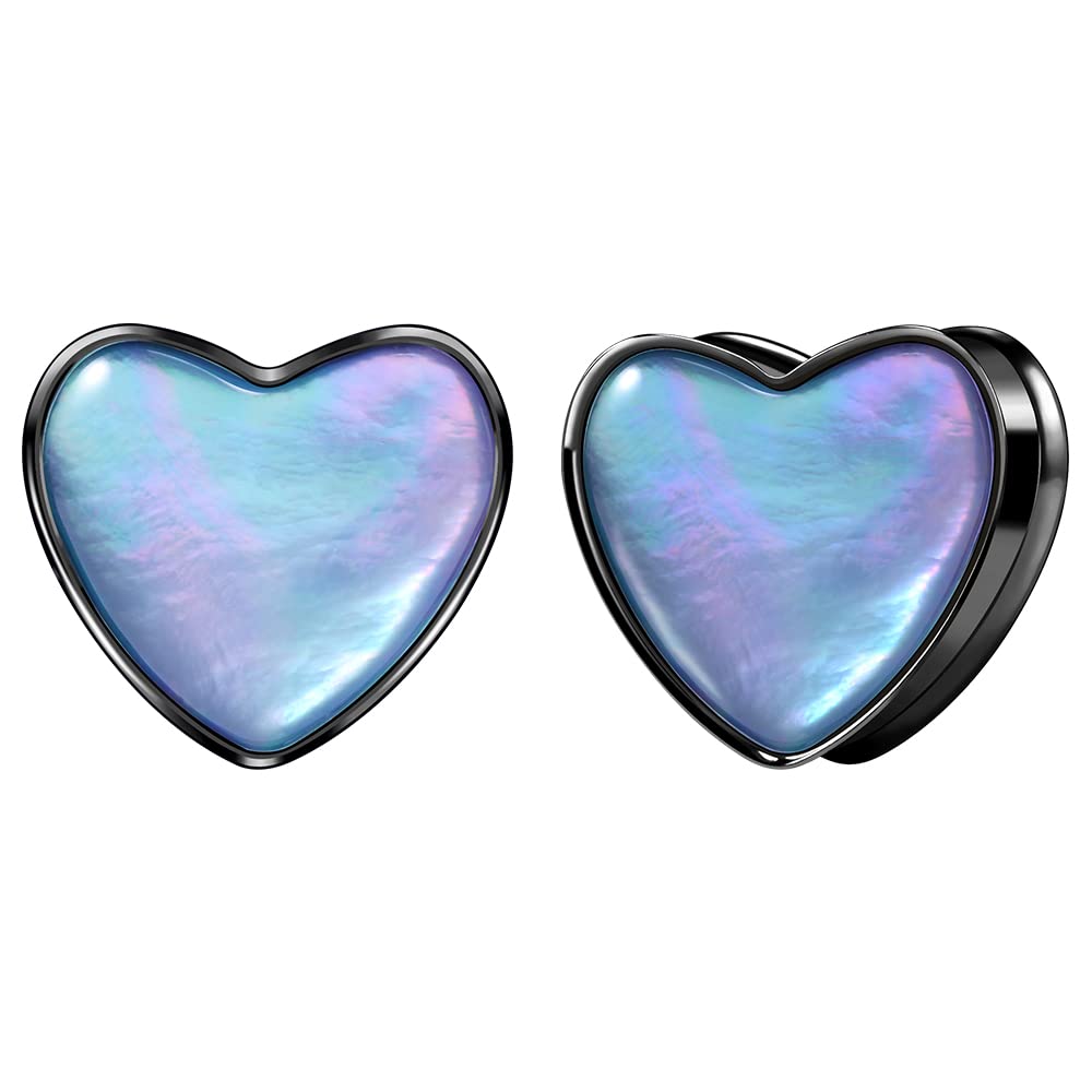 COOEAR Stainless Steel Ear Gauges Water Drop Heart Shape Tunnel Plugs Flared Expander Stretchers 0g(8mm)-1"(25mm).