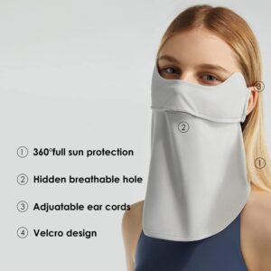 OHRAIN Neck Gaiter Face Scarf Cover Sun Protection Balaclava Cloth Bandanas with Ear Loops 19SSF018, Light Grey