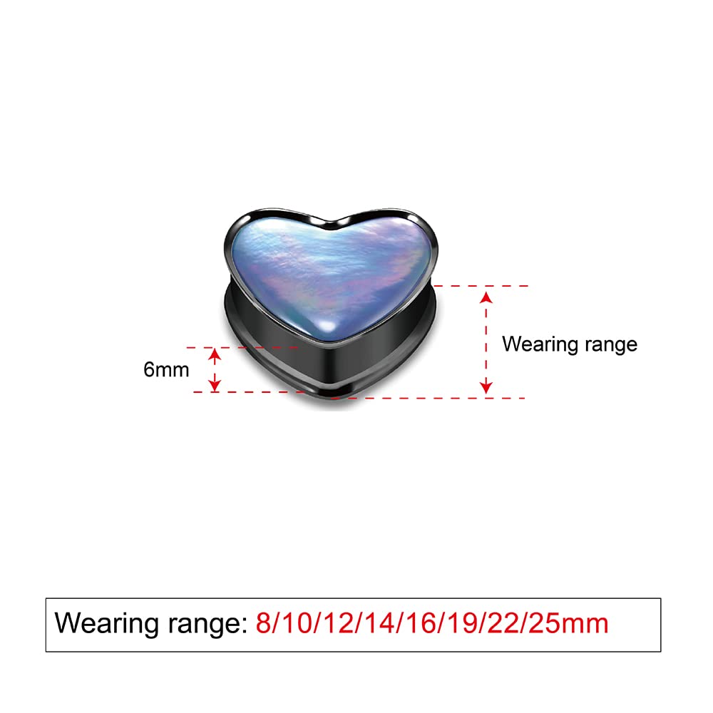 COOEAR Stainless Steel Ear Gauges Water Drop Heart Shape Tunnel Plugs Flared Expander Stretchers 0g(8mm)-1"(25mm).