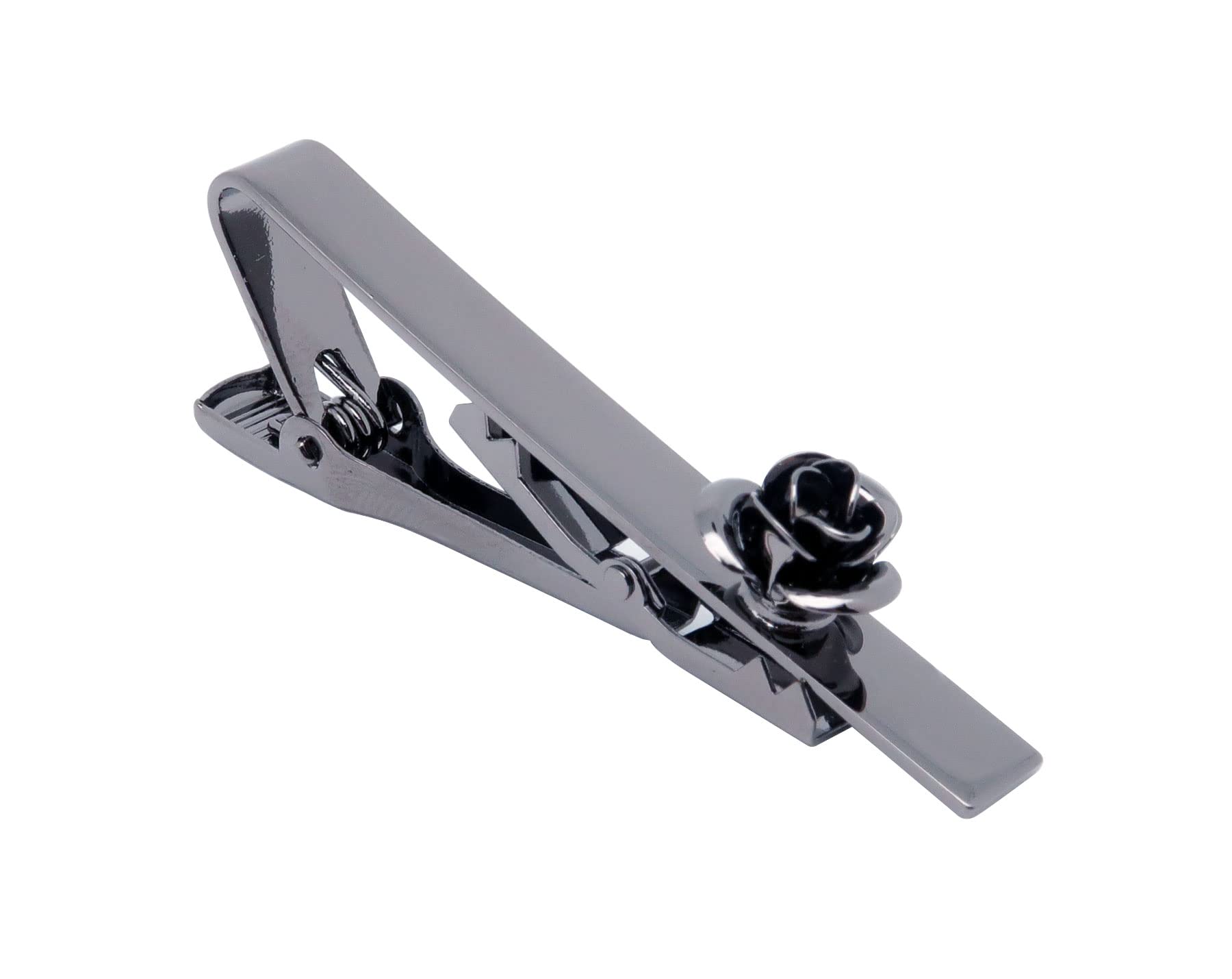 Jonwo Rose Flower Men's Tie Clip With Presentation Box Tie Bar for Gentleman Regular Necktie Tie Clip for Daily Business Anniversary Wedding Occasions (Gunmetal Rose Tie Clip)