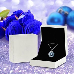 TOUPOP Necklaces for Women Moon Star Necklace Heart Birthstone Pendant S925 Sterling Silver Jewelry, 20*20 inch, Sterling Silver, Crystal