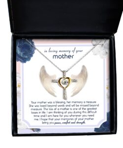 memorial gifts - in loving memory of your mother - cross necklace for bereavement, sympathy, condolences - jewelry for loss of a mom