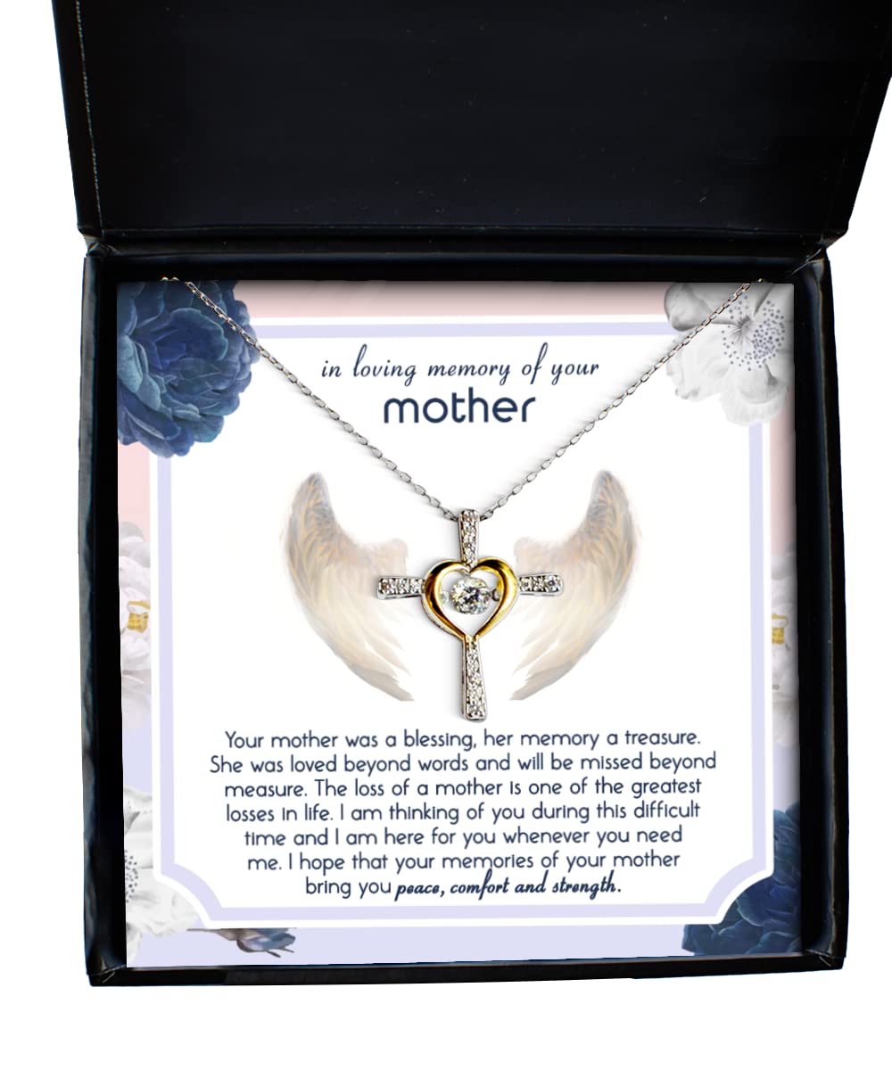 Memorial Gifts - in Loving Memory of Your Mother - Cross Necklace for Bereavement, Sympathy, Condolences - Jewelry for Loss of a Mom