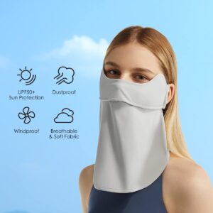 OHRAIN Neck Gaiter Face Scarf Cover Sun Protection Balaclava Cloth Bandanas with Ear Loops 19SSF018, Light Grey