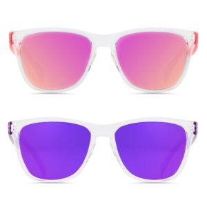 ANDWOOD Sunglasses for Women Men Mirrored UV Protection Cute Fun Teen Girls Sun glasses Outdoor Running Shades Mirror Hot Pink Purple