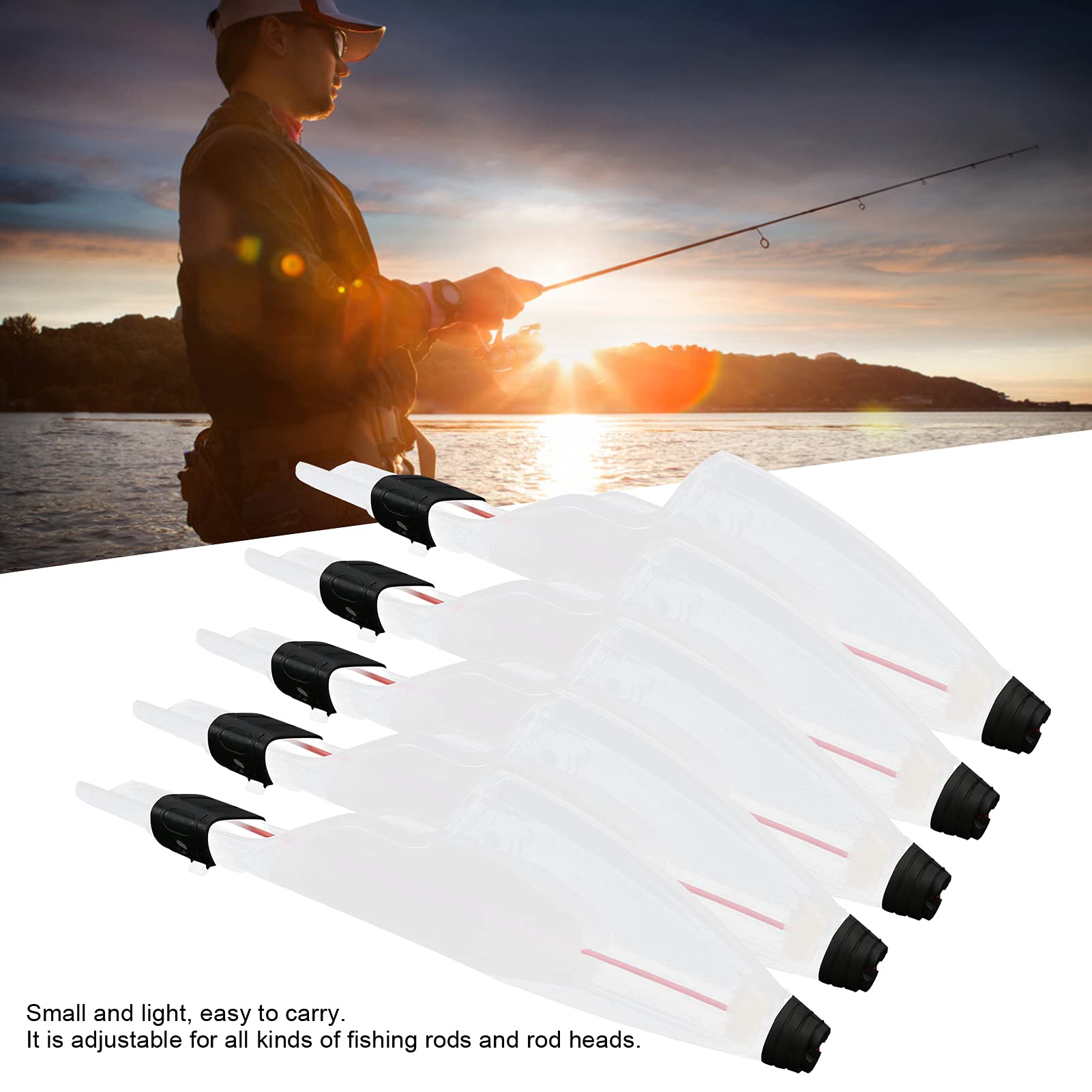 Fishing Pole Tip Protection, Fishing Rod Cap Tip Protector, Telescopic Fishing Rod Pole Fishing Pole Tip Protector with 5 X Fishing Rod Tip for Fishing Rods