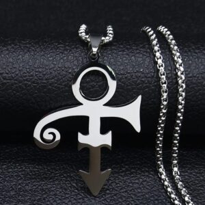 persub rip memorial symbol love logo steampunk stainless steel necklace women the minimalism artist love symbol prince necklace jewelry (metal color: 50cm box sr)