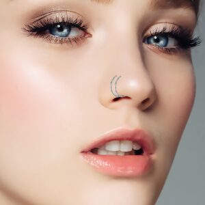 KWUNCCI Double Hoop Nose Ring for Single Piercing 20G Surgical Steel Spiral Nose Rings Hoops Double Nose Ring for Women Men Nose Piercing Jewelry - 8 10mm - Silver Black Gold Rose Gold Rainbow