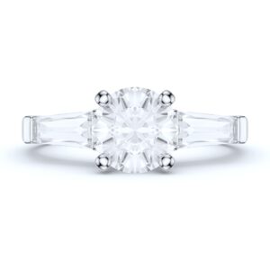 PRSTANI 10K White Gold Tapered Baguette Side Stones 1CT Round Brilliant Cut Genuine Moissanite Engagement Ring (5)