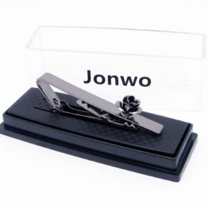 Jonwo Rose Flower Men's Tie Clip With Presentation Box Tie Bar for Gentleman Regular Necktie Tie Clip for Daily Business Anniversary Wedding Occasions (Gunmetal Rose Tie Clip)