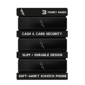 rubber money bands for cash (3), wallet money clip alternative (black)