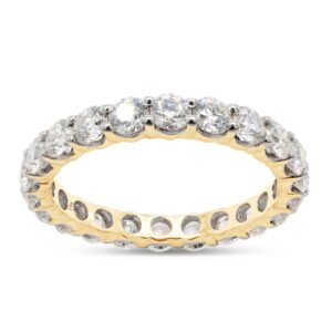 savearth diamonds 2 1/16 ct. t.w round cut lab created moissanite diamond eternity wedding band ring in 14k solid yellow gold (vvs1 clarity, 2.07 cttw) ring size-7