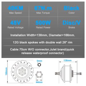 YS YOSE POWER 26 inch e-Bike Conversion kit 48V500W Rear Motor with 48V13Ah Lithium Battery Screwed brushless Motor Integrated Controller LED Display Pedal Sensor Electric Bike hub Motor 500w