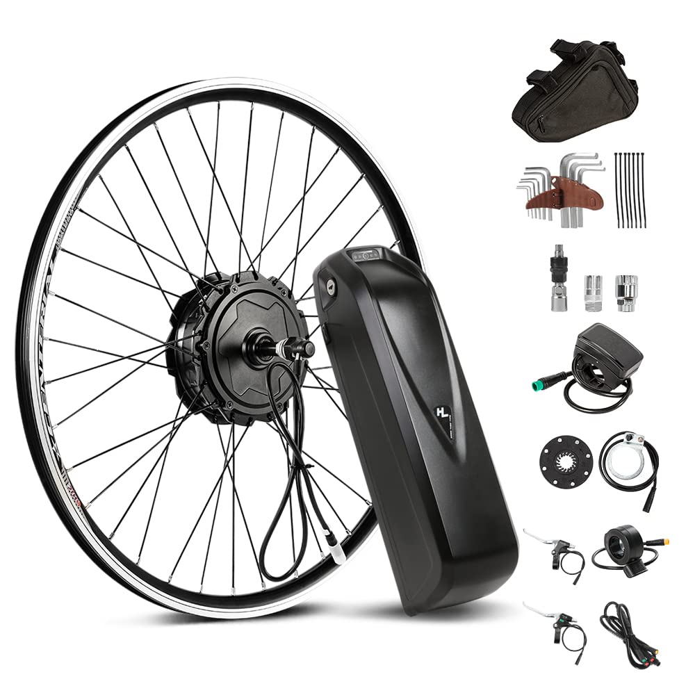 YS YOSE POWER 26 inch e-Bike Conversion kit 48V500W Rear Motor with 48V13Ah Lithium Battery Screwed brushless Motor Integrated Controller LED Display Pedal Sensor Electric Bike hub Motor 500w