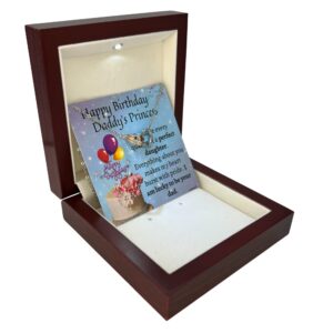 KINDPAW Birthday Gift Necklace for Daughter From Dad – Comes With a Birthday Wishes Message Card and a Jewelry Box (Interlocking Heart Necklace)