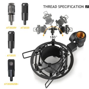 Mic Stand with Metal Shock Mount, Pop Filter, Suspension Scissor Boom Arm with Upgraded Heavy Duty Clamp for Audio Technica AT2020 AT2020USB+ AT2035 Condenser Studio Microphone Frgyee