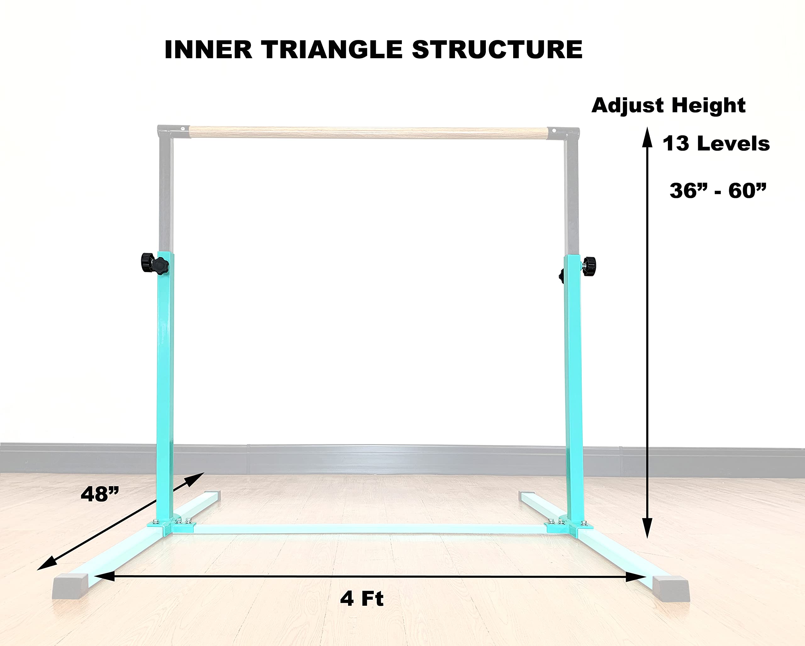 MARFULA 4FT Gymnastic Bar Set Gymnastics Horizontal Bar Gymnastics Kip Bar Teal Bar for Kids Home Use