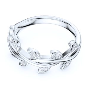 PRSTANI Sterling Silver Twisted Olive Branch Leaf Round Brilliant Genuine Moissanite Promise Ring Wedding Band For Women (11)